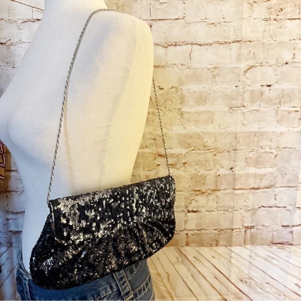 White House Black Market sequin clutch bag